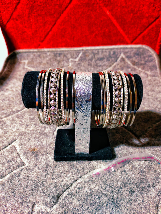 Flat 50% Off two cuff Bangles and dozen steel bangles | Traditional Elegance Meets Modern Style